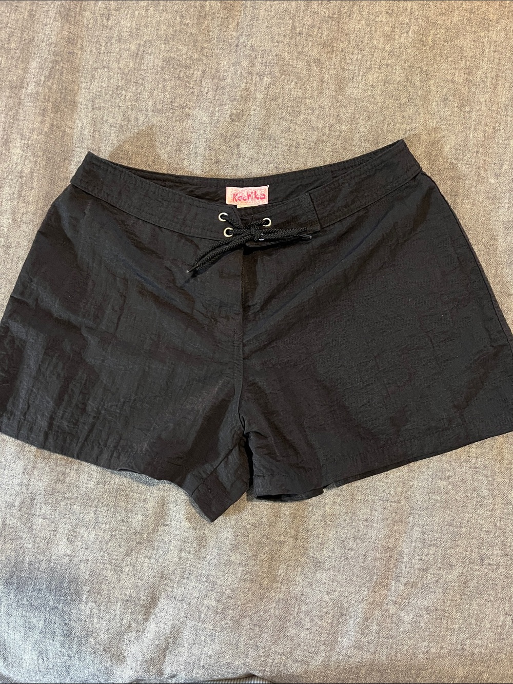 Kechika Black Textured Drawstring Board Shorts Swim Cover-Up Sz S